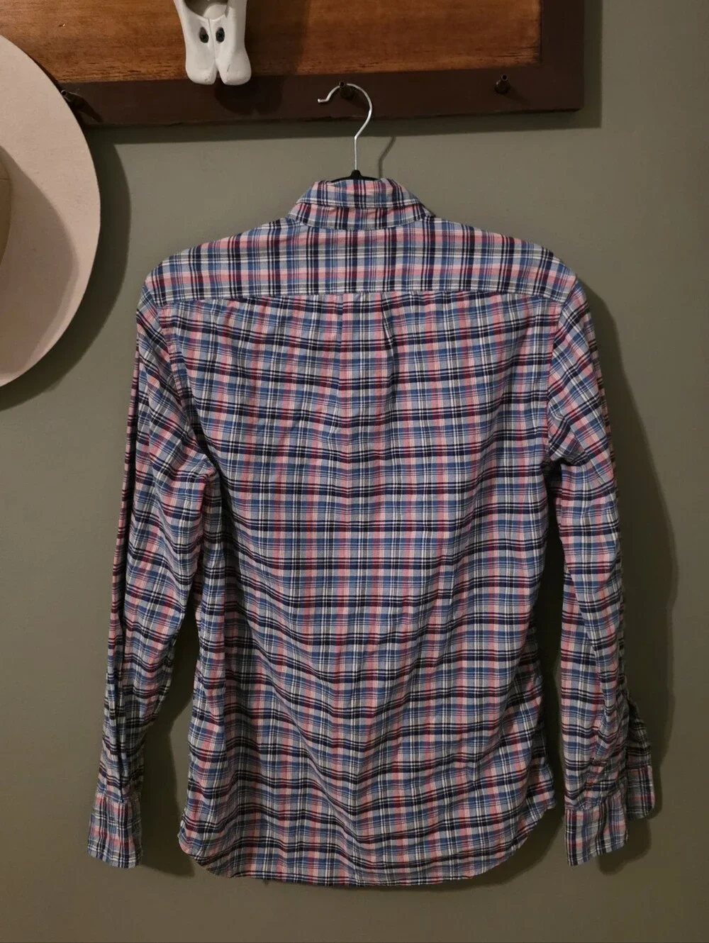 J. Crew The Broken-In Oxford Slim Check Button Up Size Small Organic Cotton